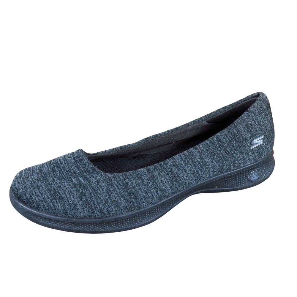 Skechers GoStep Lite Women's Walking Shoes Size 7 Casual Slip-On Black Grey